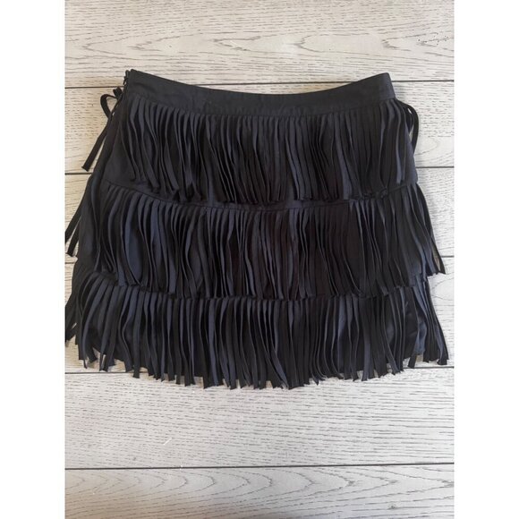 Guess Yuzi Mid Rise Layered Fringe Skirt Size Medium - Picture 4 of 4